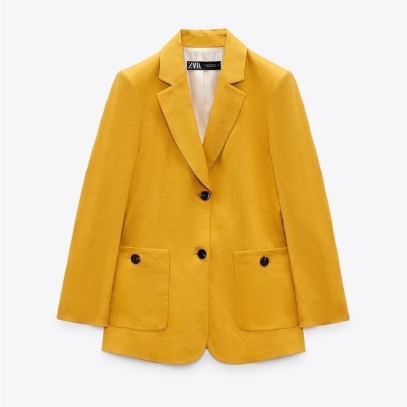 New ZARA Patch Pocket Linen Jacket - Picture 6 of 11